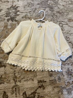 Rylee + Cru Cream Crochet-Trim Peasant Blouse